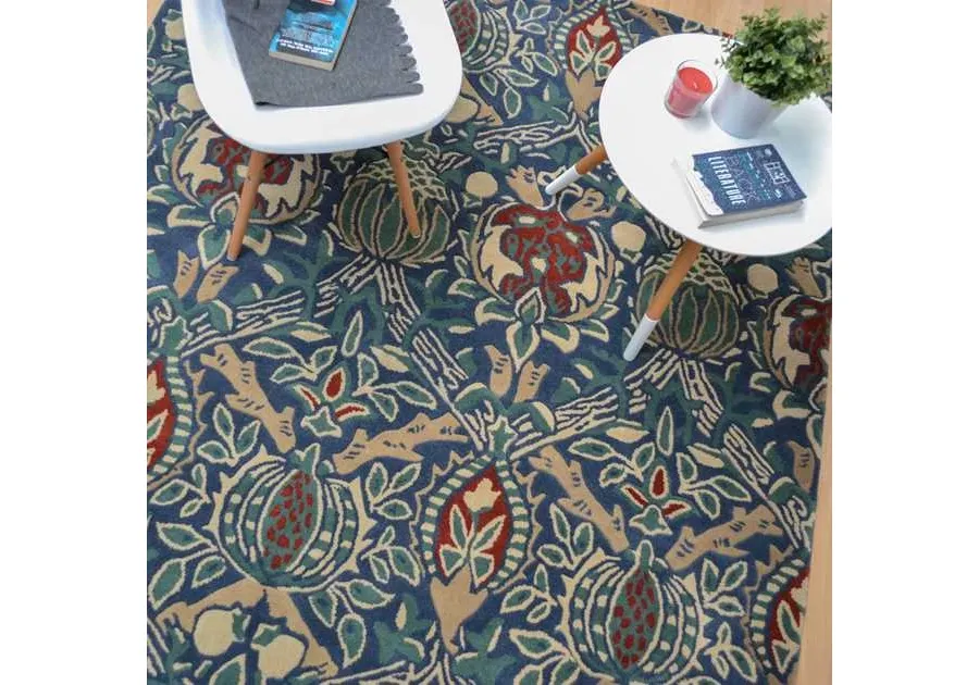 obrazek 2 Ekskluzywny niebiesko zielony dywan w kwiaty - GRANADA INDIGO RED 27608
