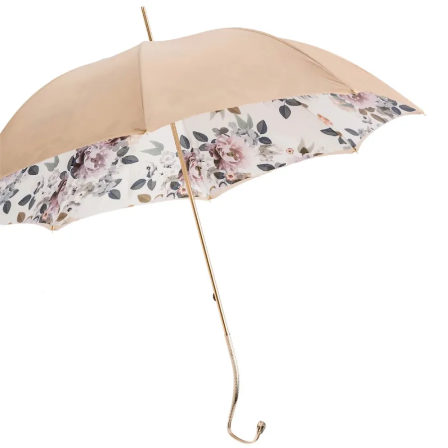 obrazek 7 Piękny stylowy parasol damski w kolorze kości słoniowej zdobiony subtelnym motywem roślinnym - Pasotti
