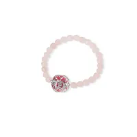 Picture Italian Bracelet Rhodium Plated Silver White Cubic Zircons Pink Gradient Nail Polish Rose Quartz