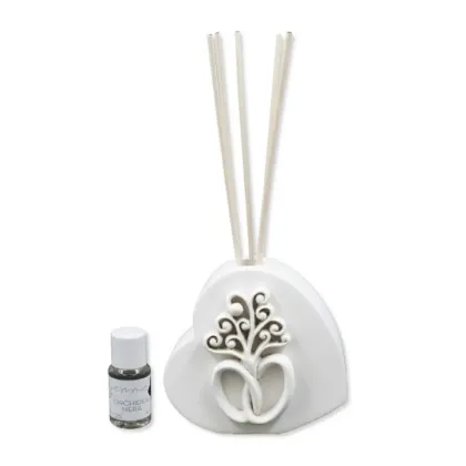 Picture A unique heart-shaped diffuser with wedding rings and black orchid perfume 15 ml