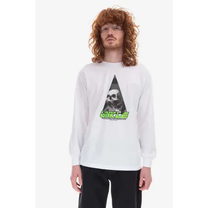 Zdjęcie PLEASURES longsleeve bawełniany Soundscape kolor biały z nadrukiem P22U003-WHITE P22U003-WHITE