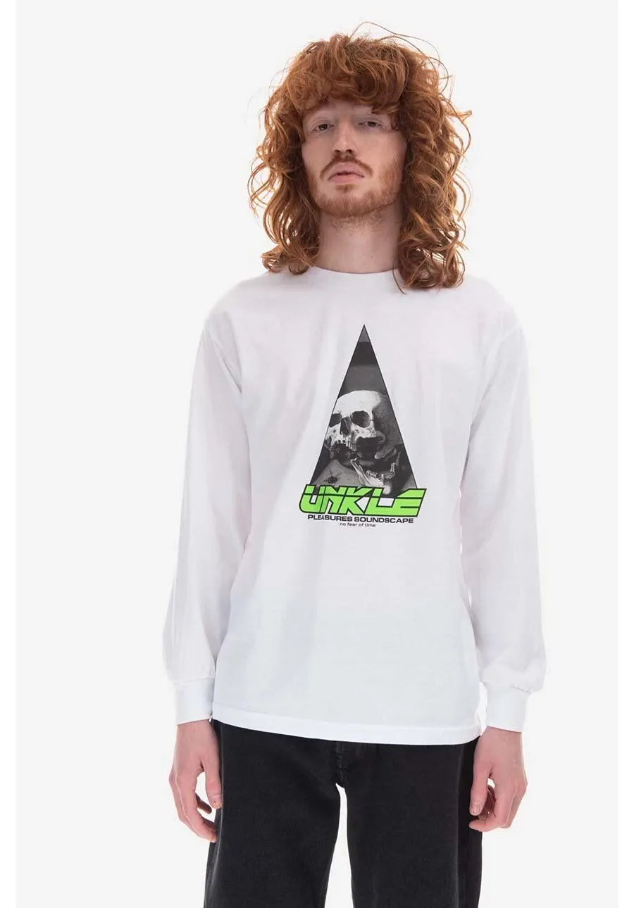 obrazek 1 PLEASURES longsleeve bawełniany Soundscape kolor biały z nadrukiem P22U003-WHITE P22U003-WHITE