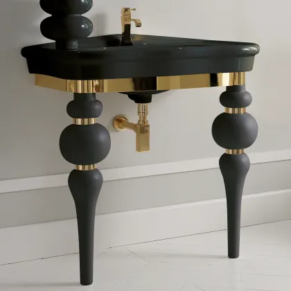 Zdjęcie Wyjątkowa konsola Via Veneto z umywalką LA11 w kolorze czarnym matowym – 3SC