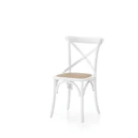 Picture White lacquered elm chair with a natural rattan seat - Zanini
