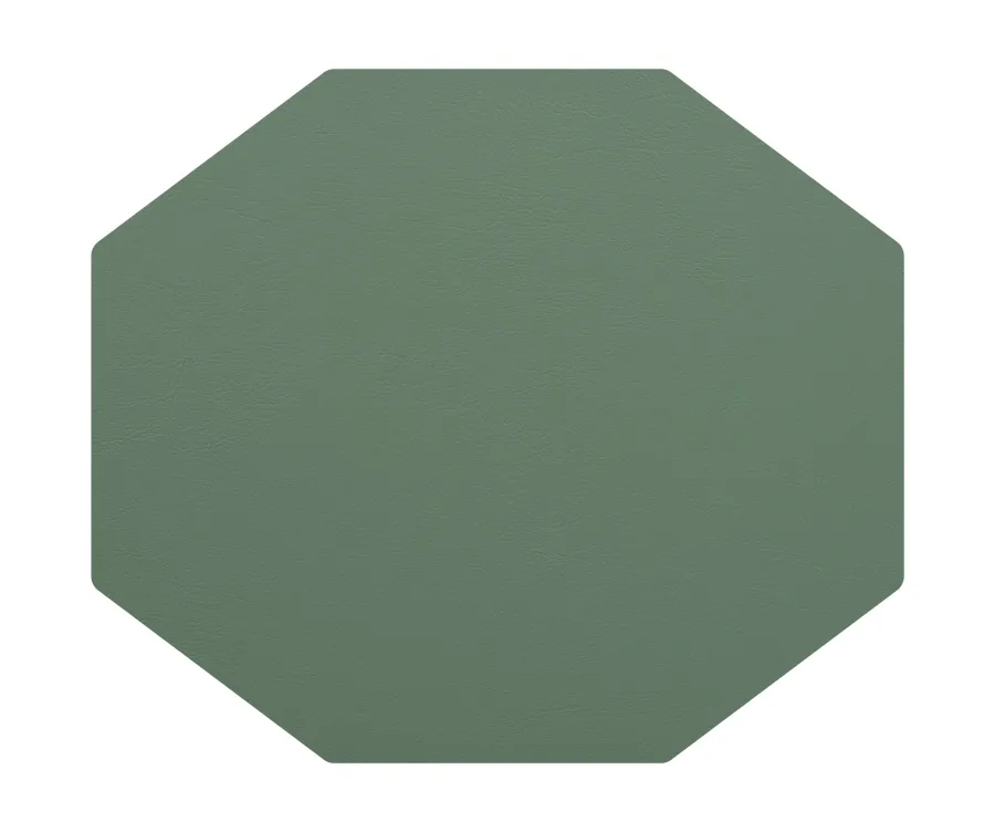 obrazek 3 Podkładka na stół 44,5x38 cm o kształcie ośmiokąta ze skóry w kolorze jasnego błękitu i eukaliptusa