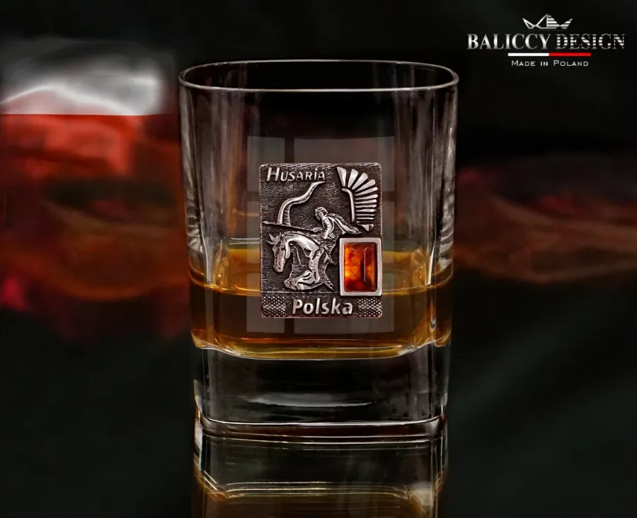 obrazek 4 Karafka  i szklanki do whisky z bursztynem, 