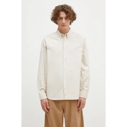 Zdjęcie Carhartt WIP koszula bawełniana Longsleeve Bolton Shirt męska kolor beżowy relaxed z kołnierzykiem button-down I030238.MOOGD