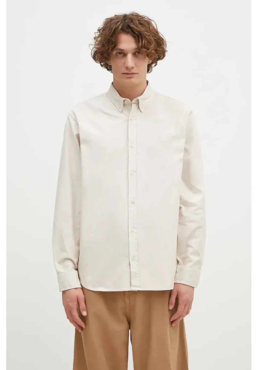 obrazek 1 Carhartt WIP koszula bawełniana Longsleeve Bolton Shirt męska kolor beżowy relaxed z kołnierzykiem button-down I030238.MOOGD