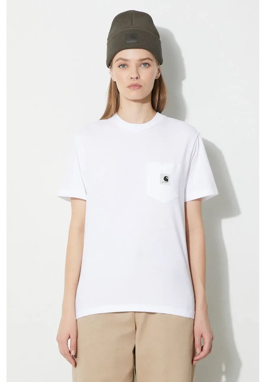 obrazek 1 Carhartt WIP t-shirt bawełniany S/S Pocket T-Shirt damski kolor biały I032215.02XX