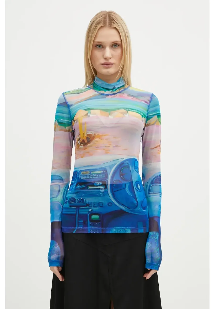 obrazek 1 JW Anderson bluzka Turtleneck Underpinning damska kolor niebieski wzorzysta JO0224.PG1610.835