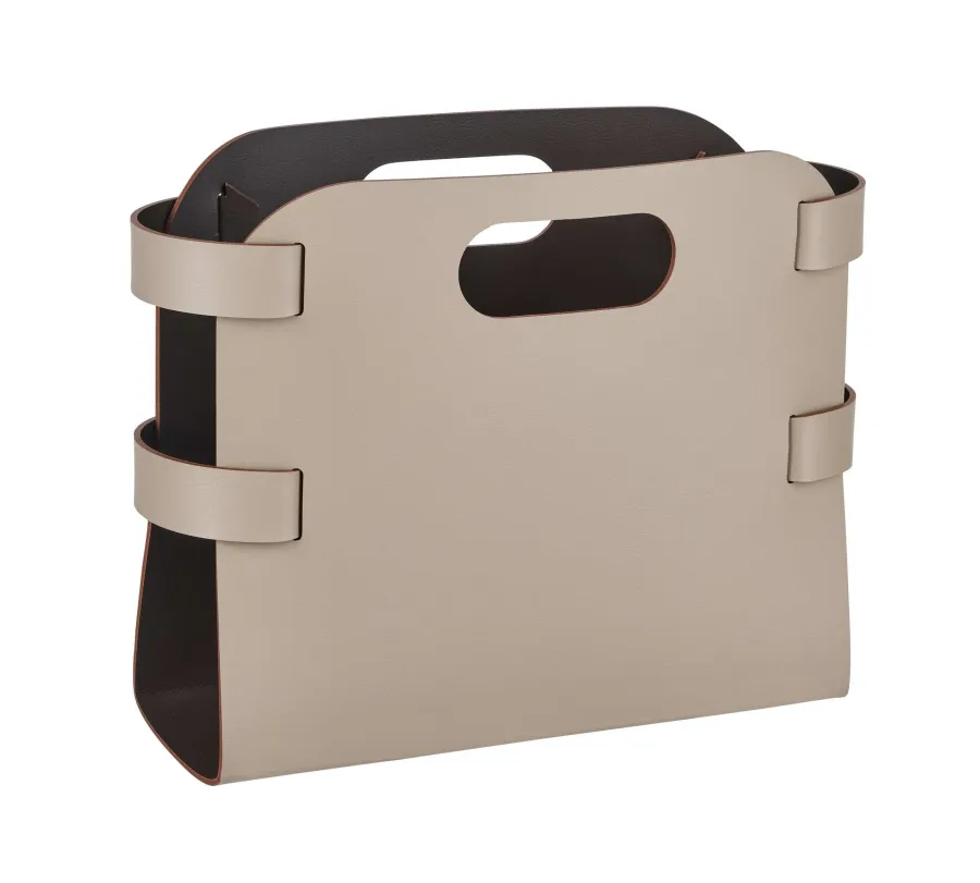 obrazek 1 Skórzany kosz na czasopisma 16x36xH25 cm w kolorze cappuccino