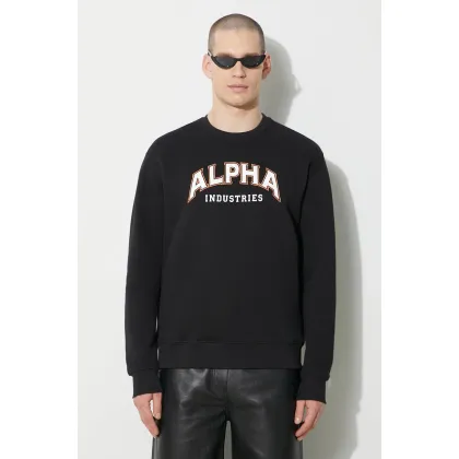 Zdjęcie Alpha Industries bluza College Sweater męska kolor czarny z nadrukiem 146301