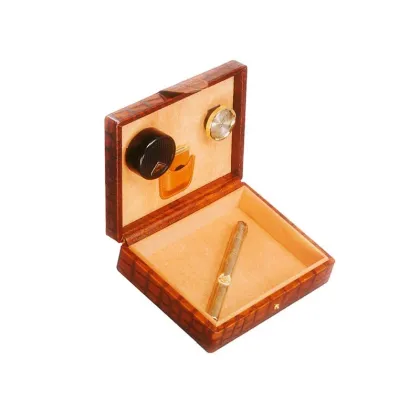 Picture Desk humidor for cigars - natural leather