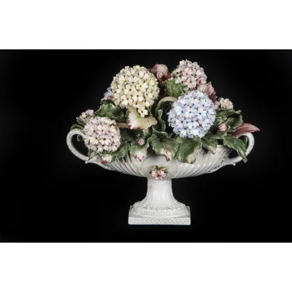 Picture Italian ceramic cup with hydrangea flowers