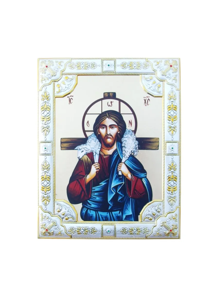 obrazek 1 Wyjątkowa prosta Ikona Chrystus Dobry Pasterz 18x24 cm