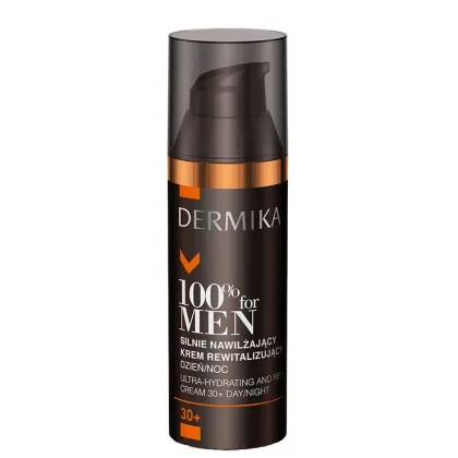 Zdjęcie Dermika 100% For Men Krem silnie nawilżający i rewitalizujący skórę 30+ dzień/noc 50 ml