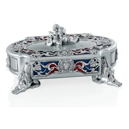 Zdjęcie Posrebrzana oryginalna szkatułka na biżuterię