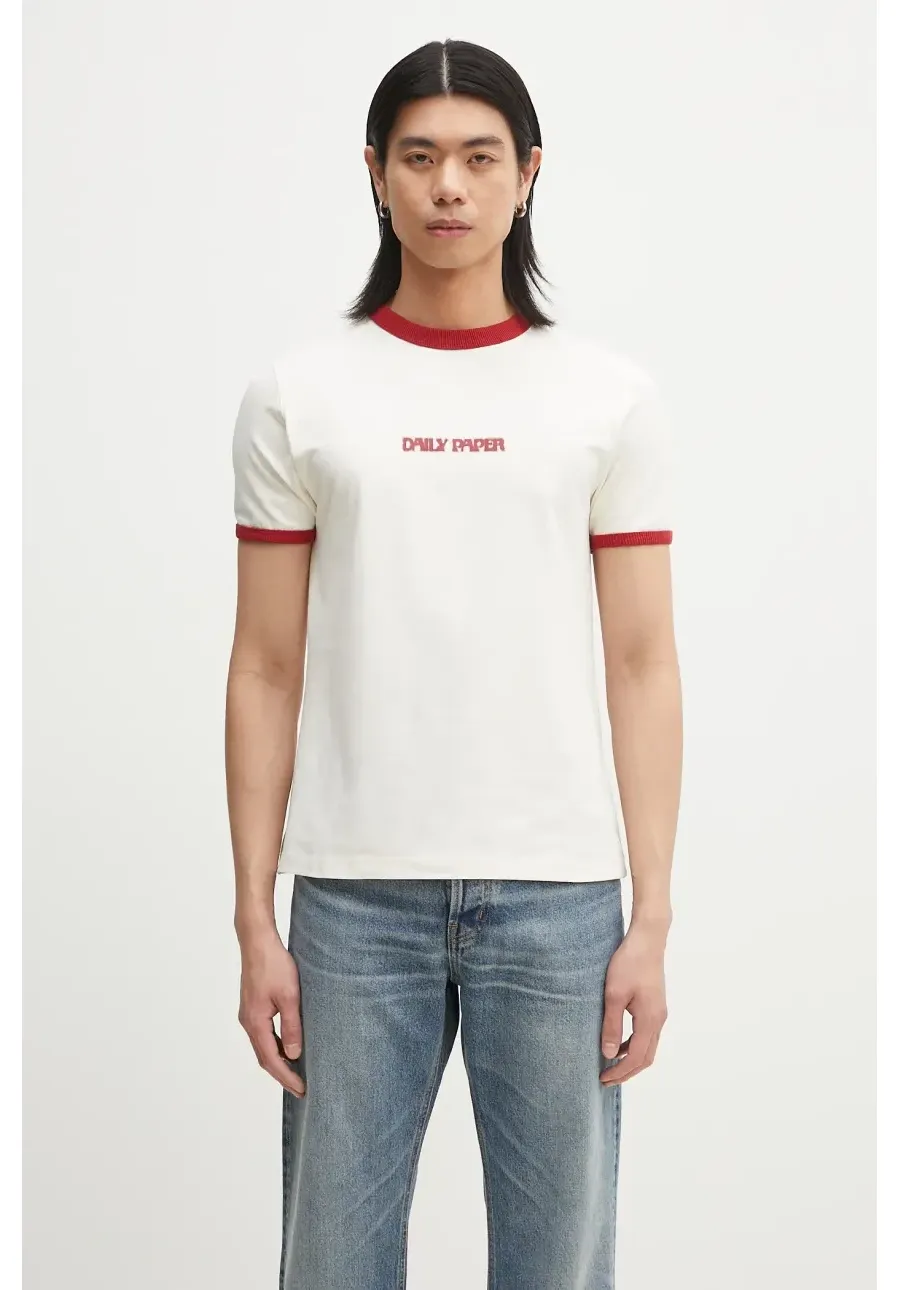 obrazek 1 Daily Paper t-shirt Dotted Type T-Shirt męski kolor beżowy z nadrukiem 2511051
