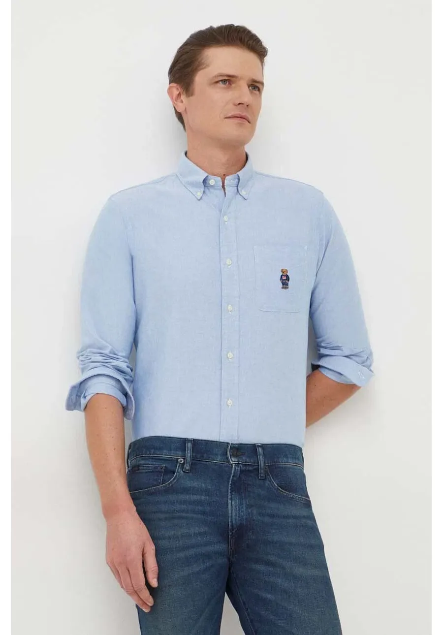 obrazek 1 Polo Ralph Lauren koszula bawełniana męska kolor niebieski regular z kołnierzykiem button-down