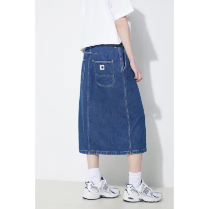 Zdjęcie Carhartt WIP spódnica jeansowa Colby kolor niebieski midi prosta I033334.106