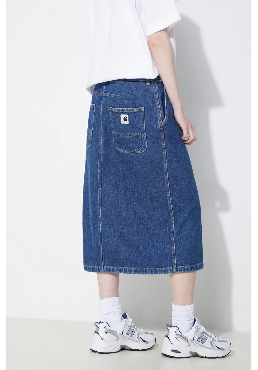 obrazek 1 Carhartt WIP spódnica jeansowa Colby kolor niebieski midi prosta I033334.106