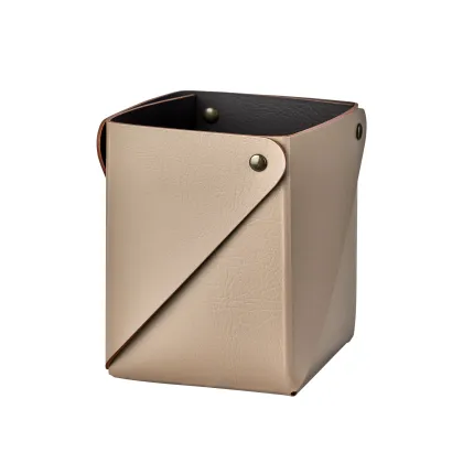 Zdjęcie Wyjątkowe skórzane pudełko Miu 7x7xH8 cm w kolorze cappuccino