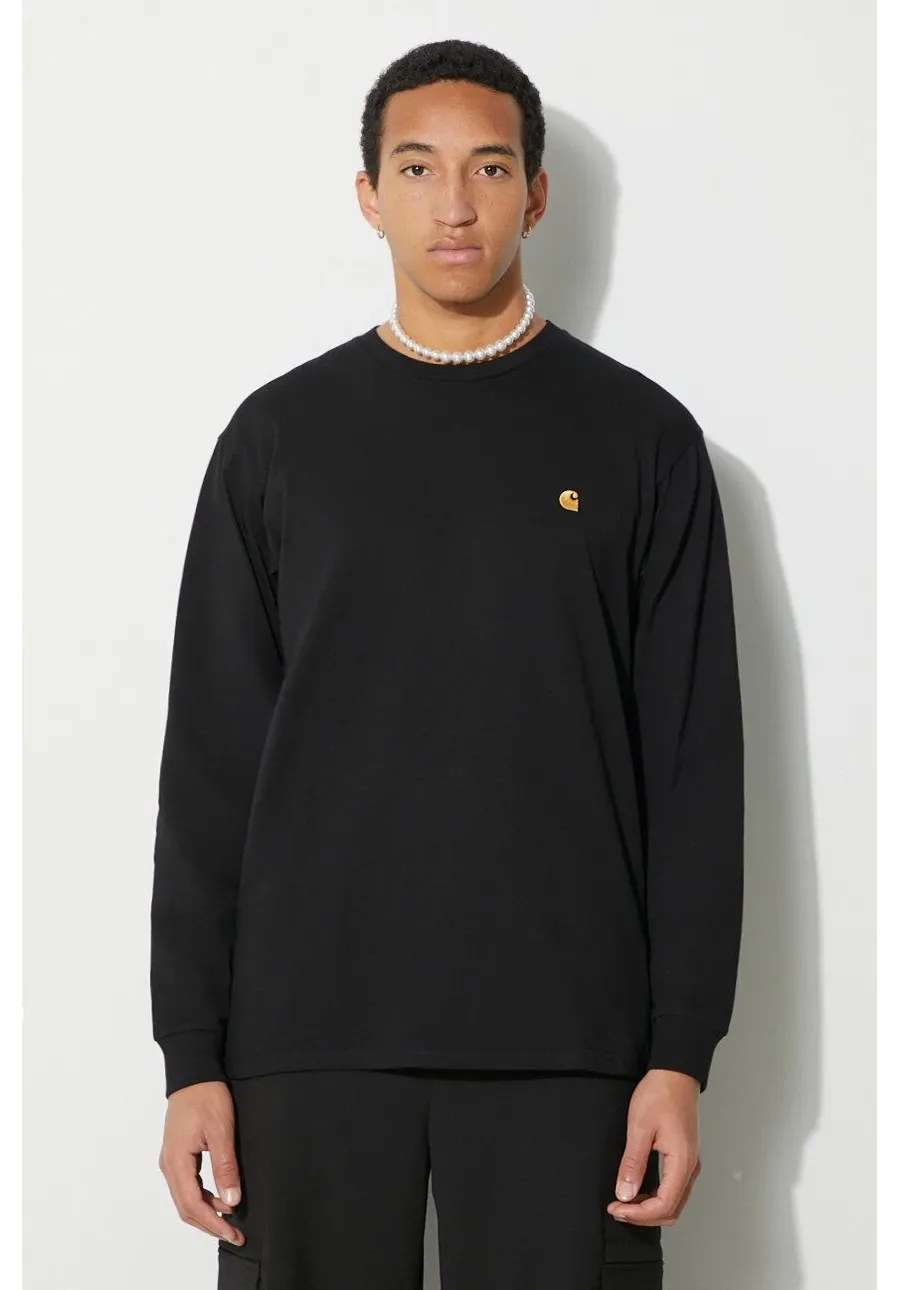 obrazek 1 Carhartt WIP longsleeve bawełniany L/S Chase T-Shirt kolor czarny gładki I026392.00FXX