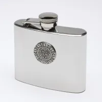 Picture A unique stainless steel hip flask decorated with a Celtic ornament