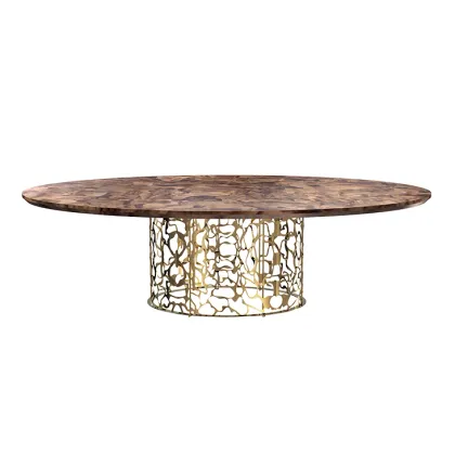 Picture Oval table with a handmade patchwork top - Pardo