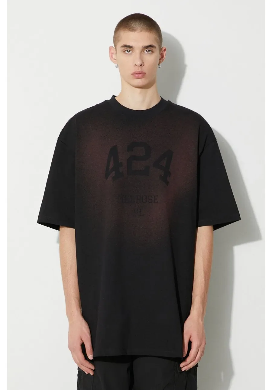 obrazek 1 424 t-shirt bawełniany męski kolor czarny z nadrukiem 35424M182S3T 236511
