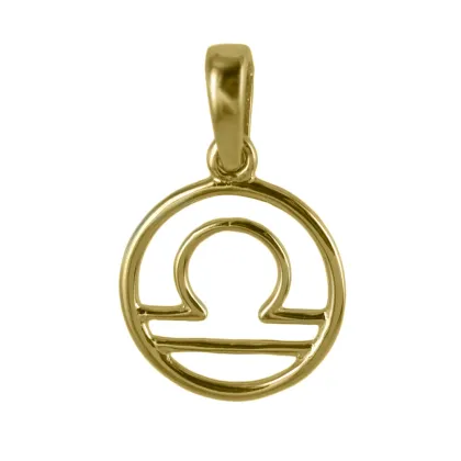 Zdjęcie Stylizowana zawieszka ze znakiem zodiaku Wagi z żółtego złota
