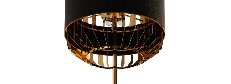 obrazek 3 Nietypowa lampa podłogowa Dubai z mosiądzu i aksamitu
