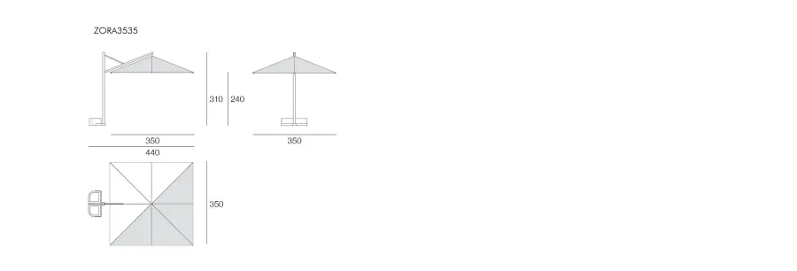 obrazek 5 Kwadratowy wysuwany aluminiowy parasol na wsporniku do ogrodu lub na taras
