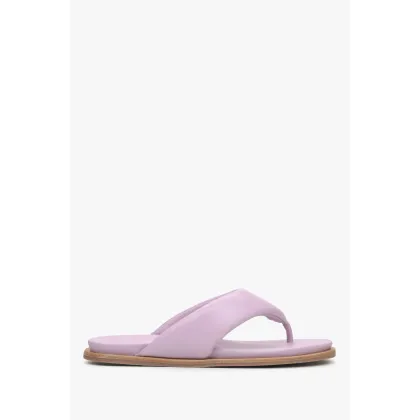 Zdjęcie Estro: Fioletowe japonki damskie ze skóry naturalnej