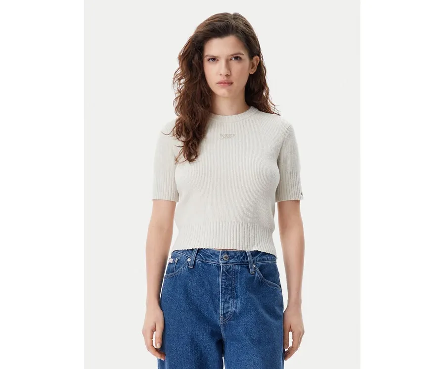 obrazek 1 Tommy Jeans Sweter DW0DW20380 Beżowy Regular Fit