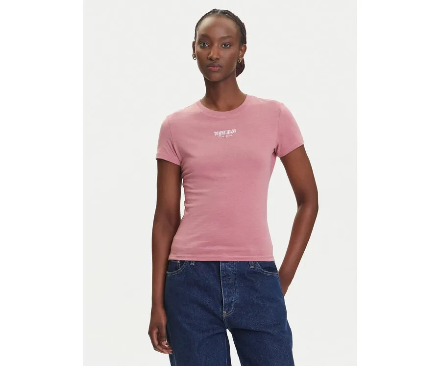 obrazek 1 Tommy Jeans T-Shirt Essential DW0DW20913 Różowy Slim Fit