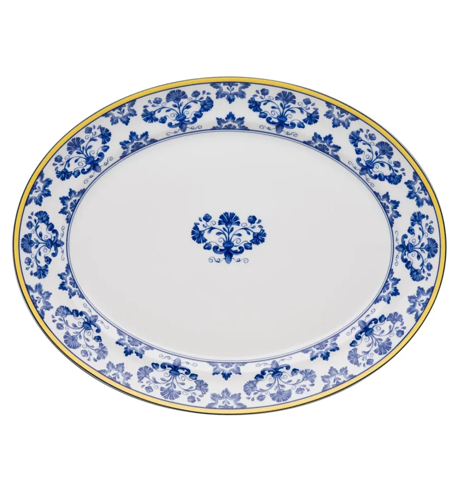 obrazek 1 Porcelanowy średni owalny talerz Castelo Branco z ozdobnym motywem roślinnym - Vista Alegre