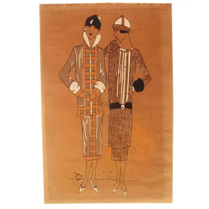 Picture Paul Van Loo, Sketch from 1911 Ink and watercolor drawing on paper - costume models