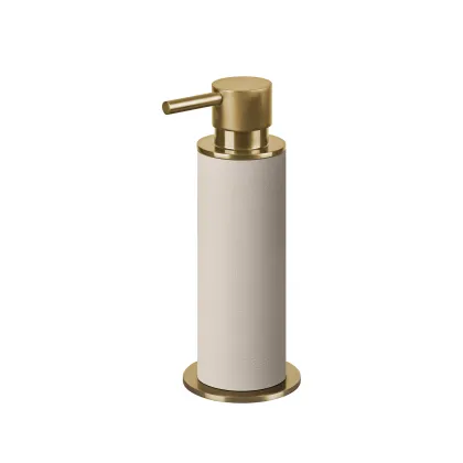 Picture Gold-plated dispenser Ø7xH19 cm with vanilla leather finish