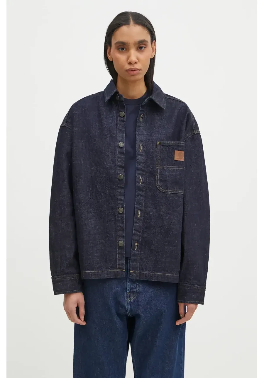 obrazek 1 Carhartt WIP kurtka Lovilia Shirt Jac damska kolor granatowy przejściowa I034461.102