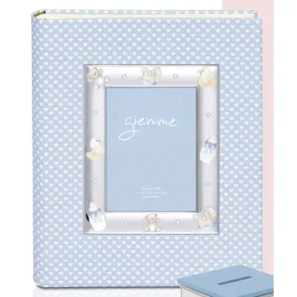 Picture Stylish baby photo album 20x25 cm with a small blue pattern