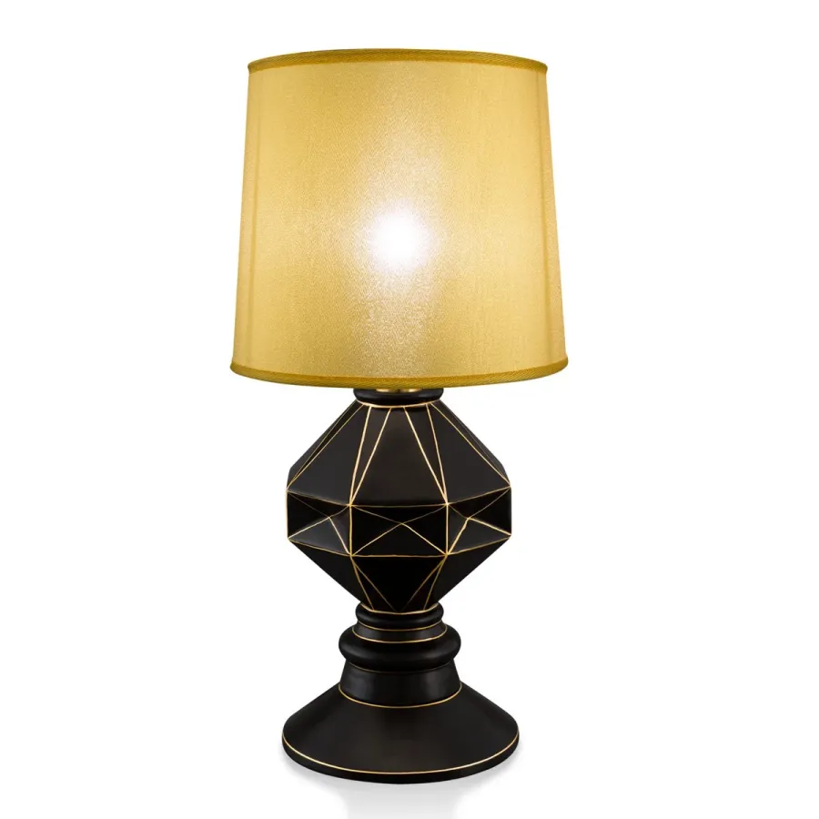 picture 1 Hexagonal ceramic table lamp decorated with gold - Ahura