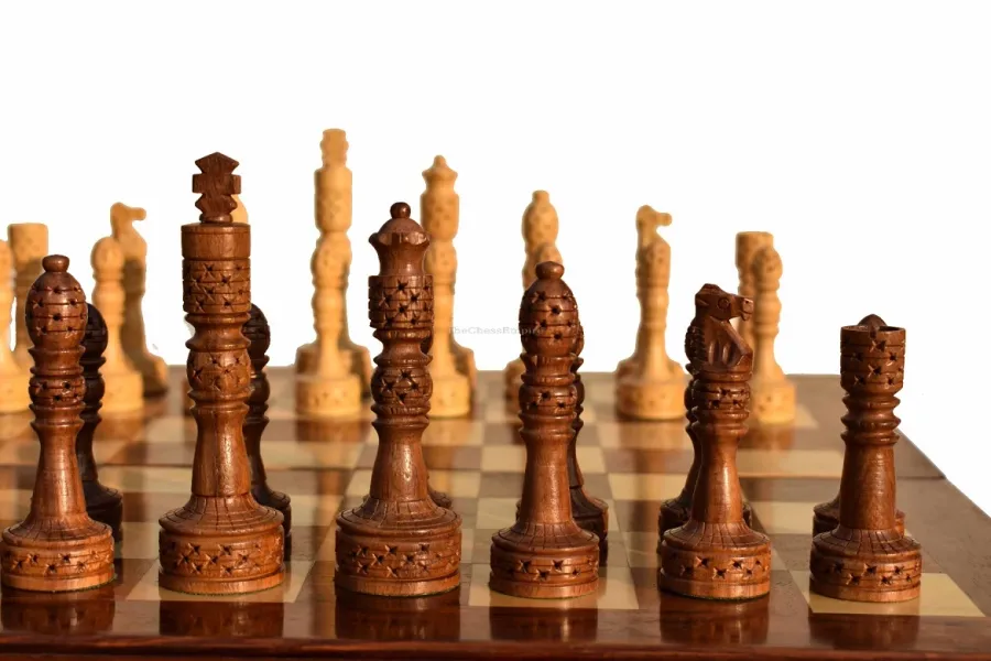 obrazek 3 Stylowe drewniane figury w kształcie wieży do gry w szachy - The Chess Empire