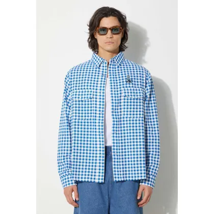 Zdjęcie ICECREAM koszula bawełniana Longsleeve Printed Check Shirt męska kolor niebieski relaxed z kołnierzykiem klasycznym IC24222