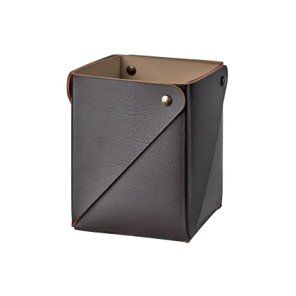 Zdjęcie Stylowe skórzane pudełko Miu 7x7xH8 cm w kolorze czekoladowym