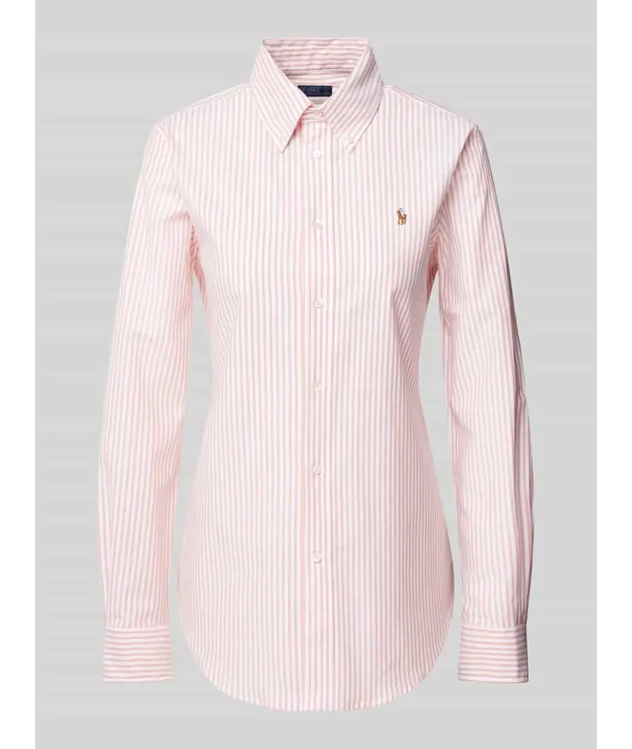 obrazek 1 Bluzka koszulowa o kroju slim fit z wyhaftowanym logo