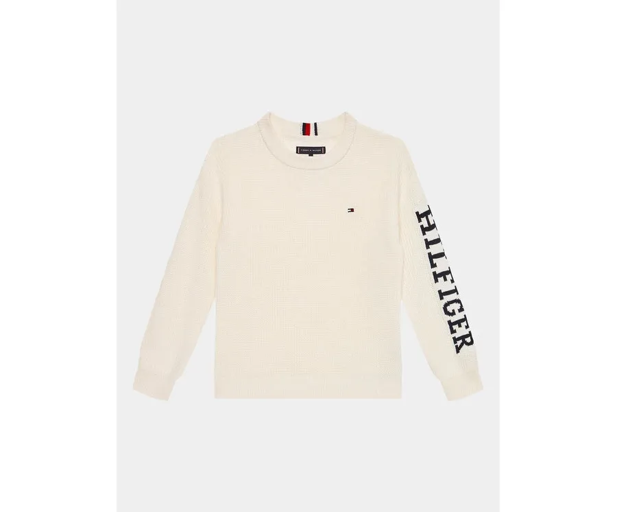 obrazek 1 Tommy Hilfiger Sweter Monotype KB0KB08364 D Écru Regular Fit