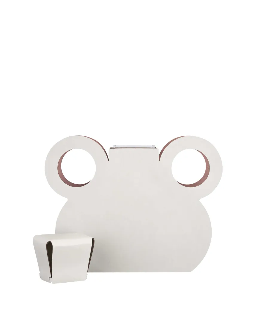 obrazek 2 Unikalny wazon Otto 9x42xH38 cm wykonany z naturalnej skór w kolorze perłowym