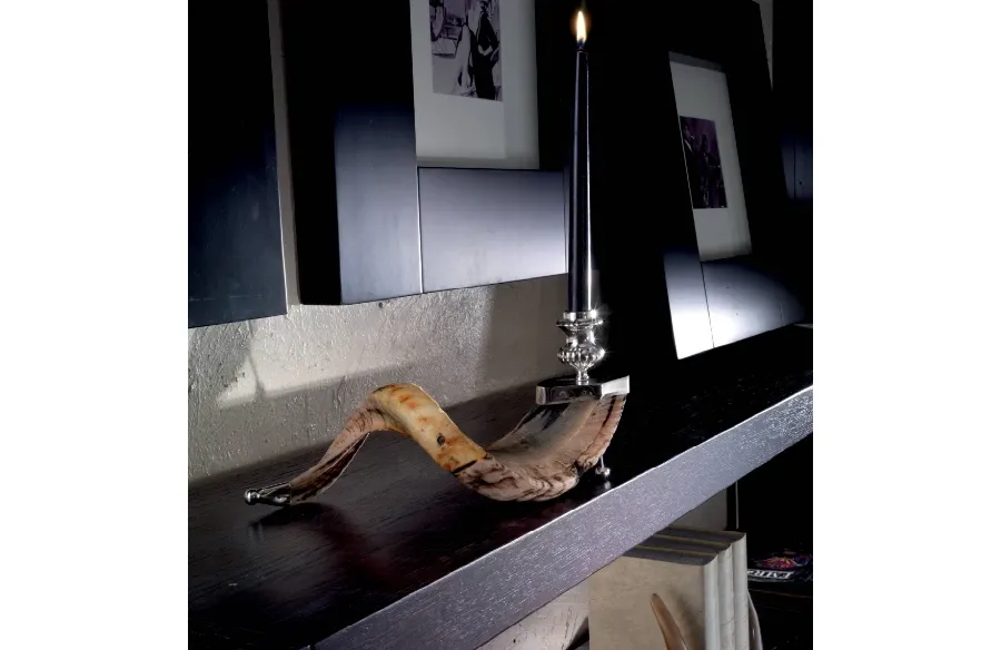 obrazek 1 Świecznik z mosiądzu niklowanego i poroża