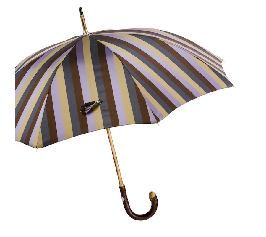 obrazek 7 Stylowy parasol męski w wielokolorowe paski z piękną rączką - Pasotti